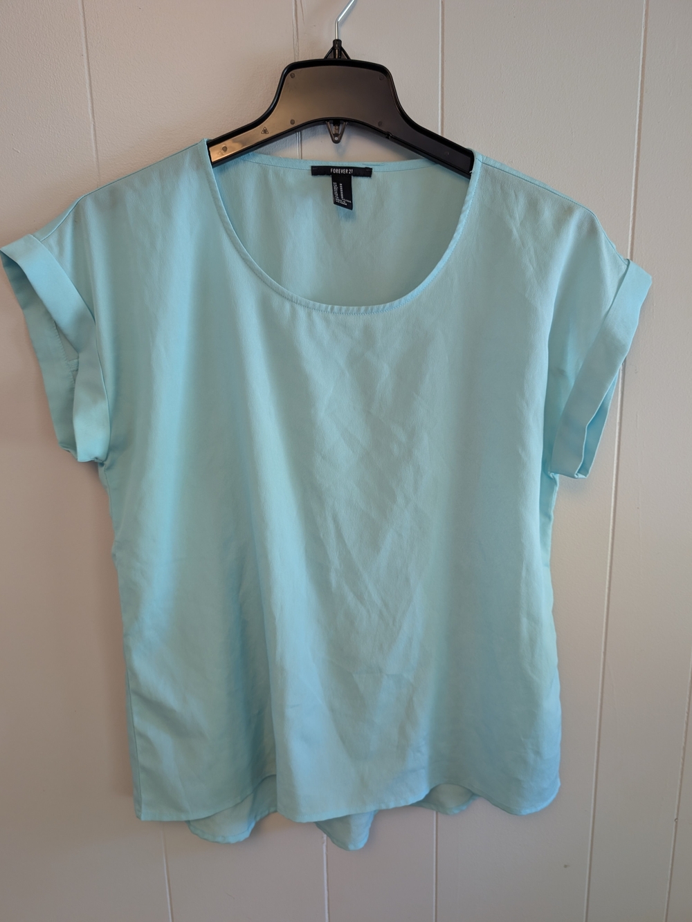 Forever 21 Pale Blue Scoop Neck Short Sleeve Top